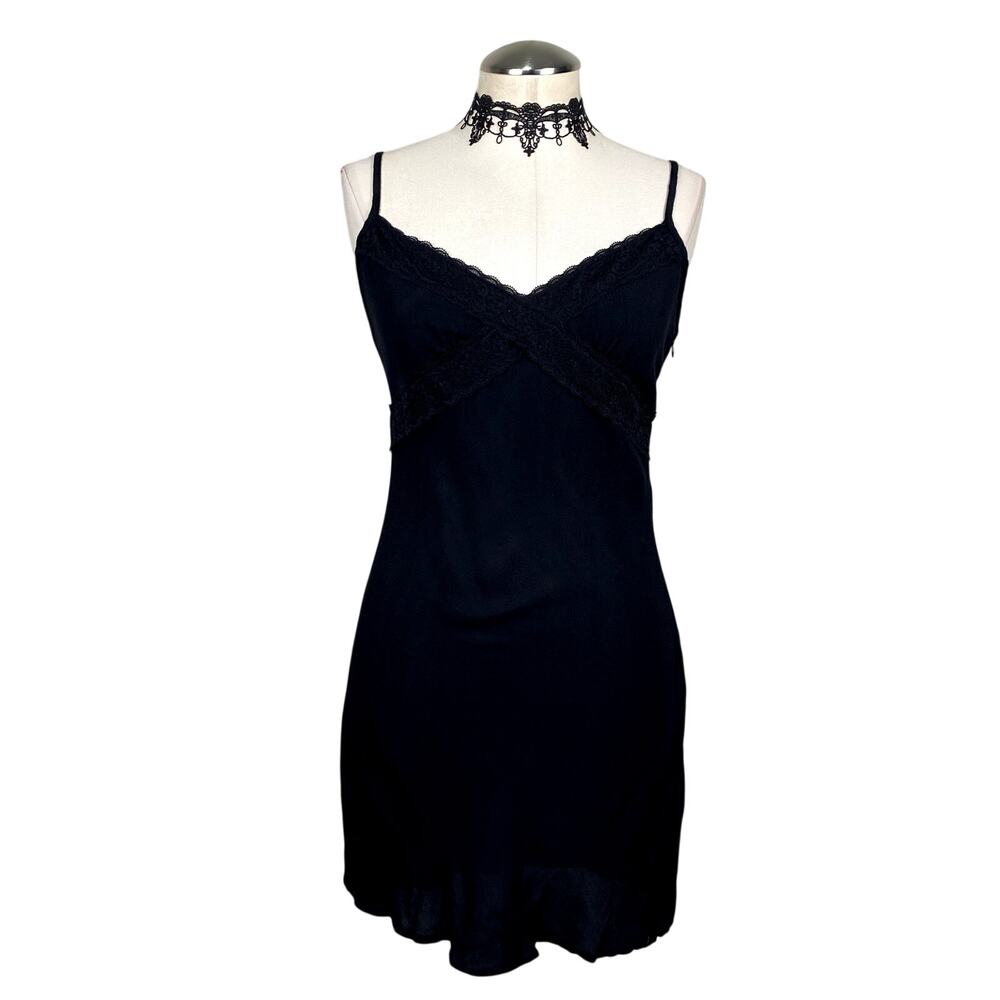 Y2K Style Forever 21 Goth Lace Black Mini Dress Emo Alt Romantic Clubbing Sz S/M